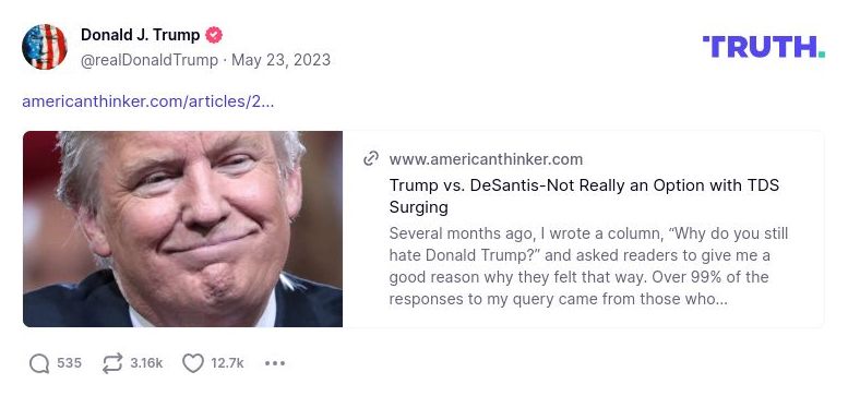 Post image from Donald Trump