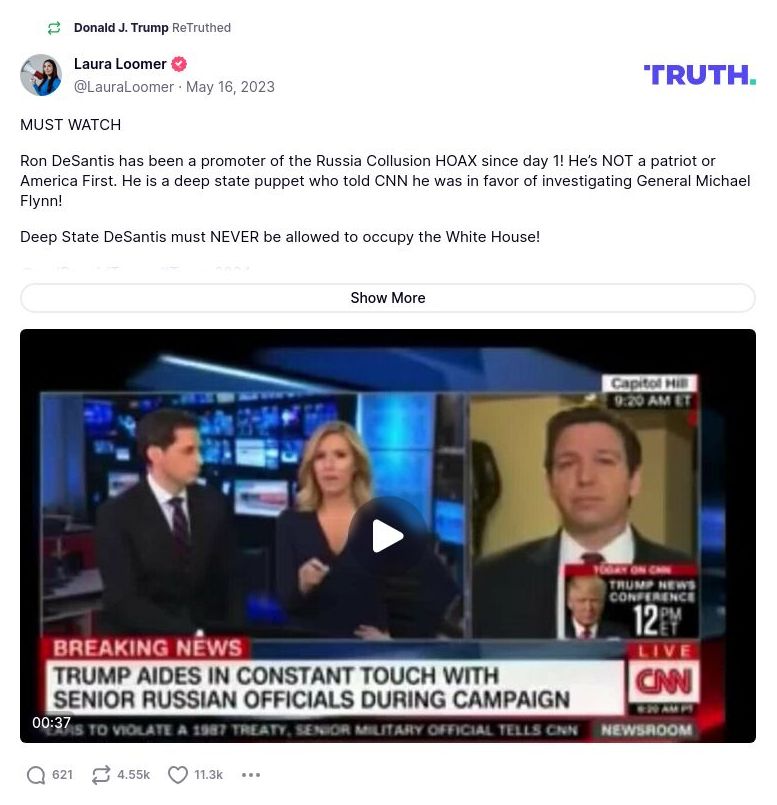 Post preview from Donald Trump