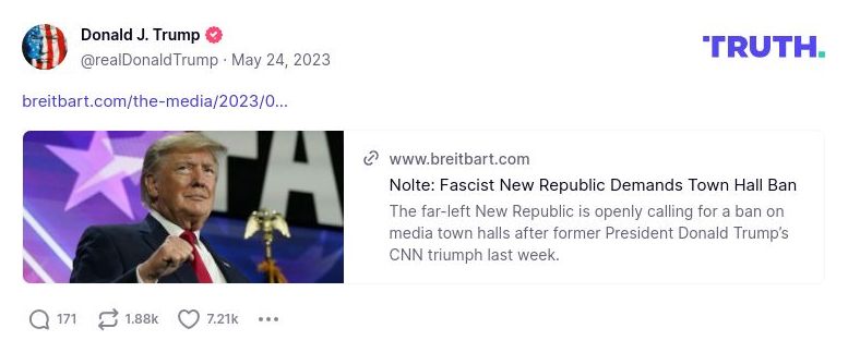 Post preview from Donald Trump