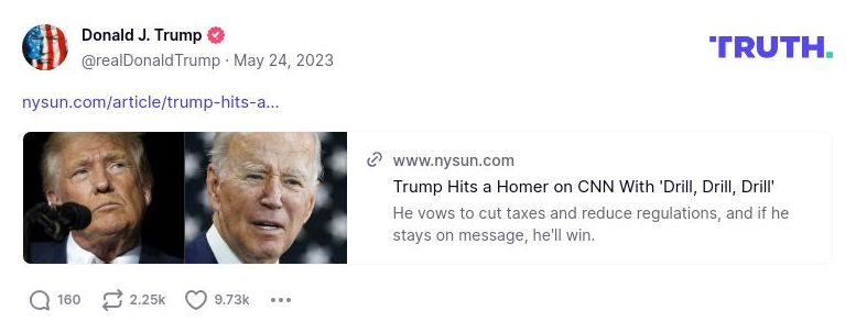 Post preview from Donald Trump