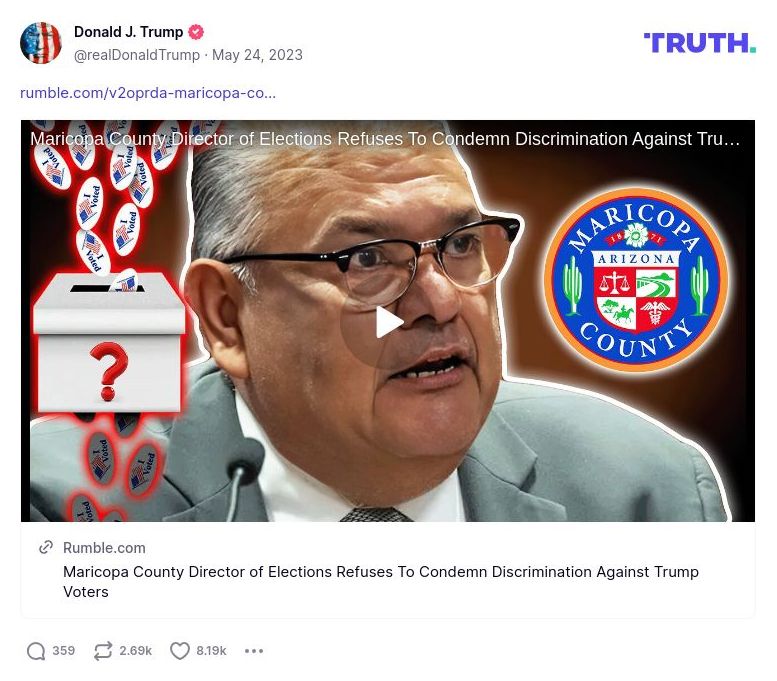 Post image from Donald Trump