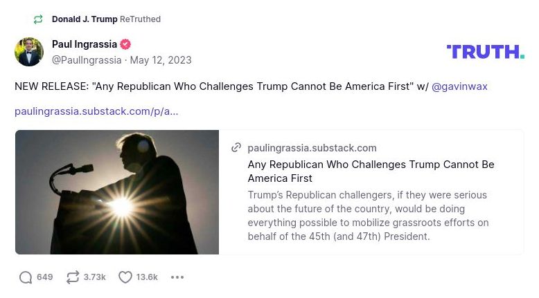 Post image from Donald Trump