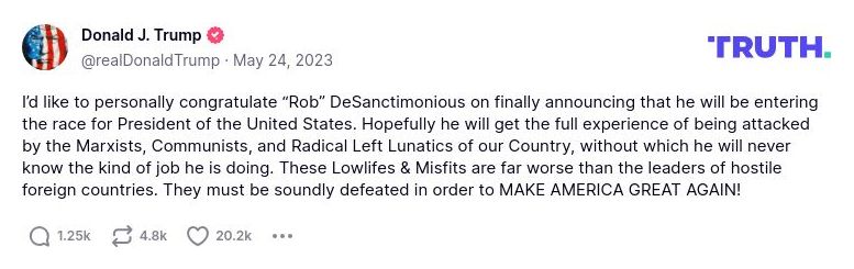 Post image from Donald Trump