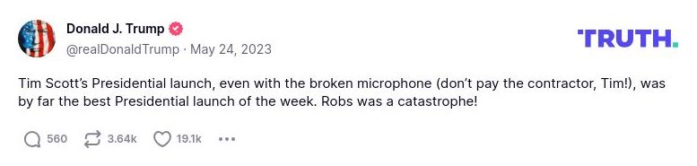 Post image from Donald Trump