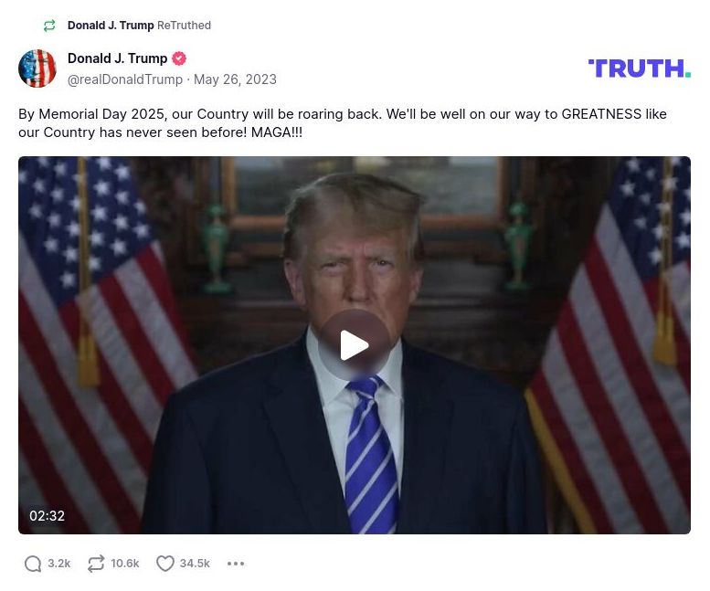 Post image from Donald Trump