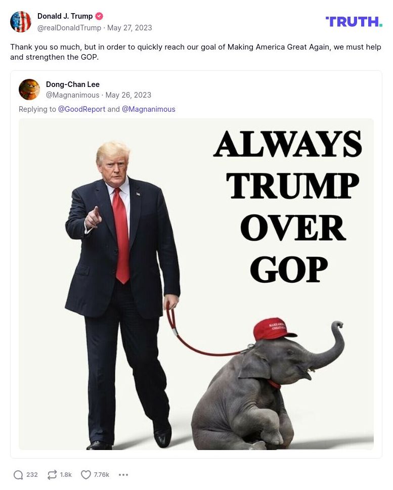 Post image from Donald Trump