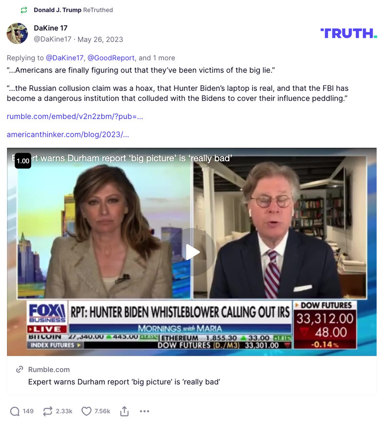 Post image from Donald Trump