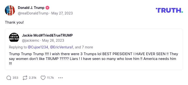 Post image from Donald Trump