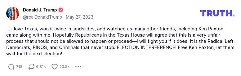 Post image from Donald Trump