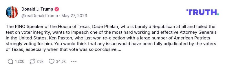 Post image from Donald Trump