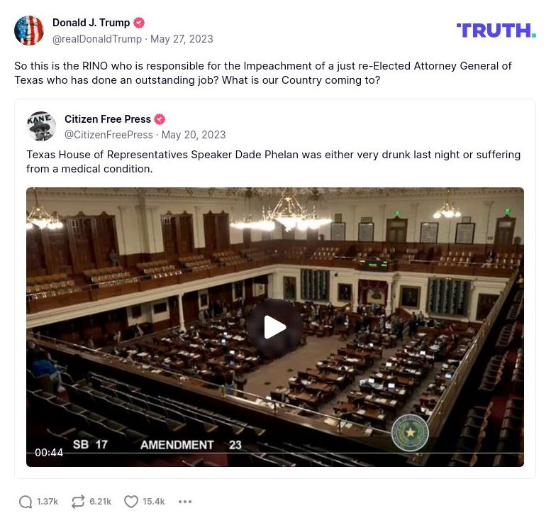 Post image from Donald Trump