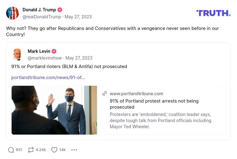 Post image from Donald Trump