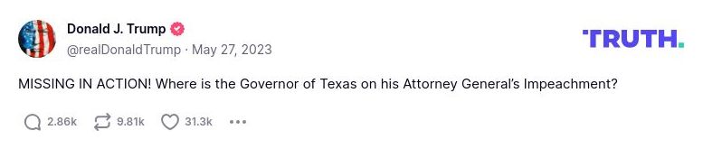 Post image from Donald Trump