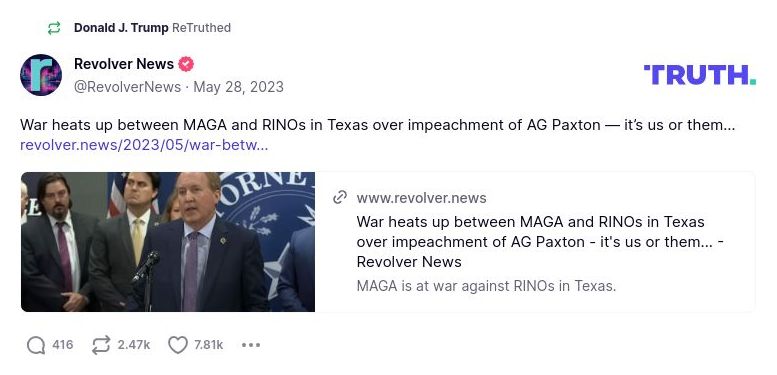 Post image from Donald Trump