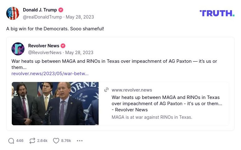 Post image from Donald Trump