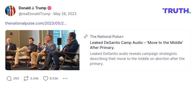 Post image from Donald Trump