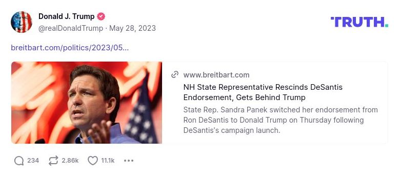 Post image from Donald Trump