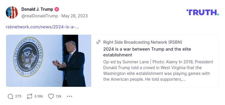 Post image from Donald Trump