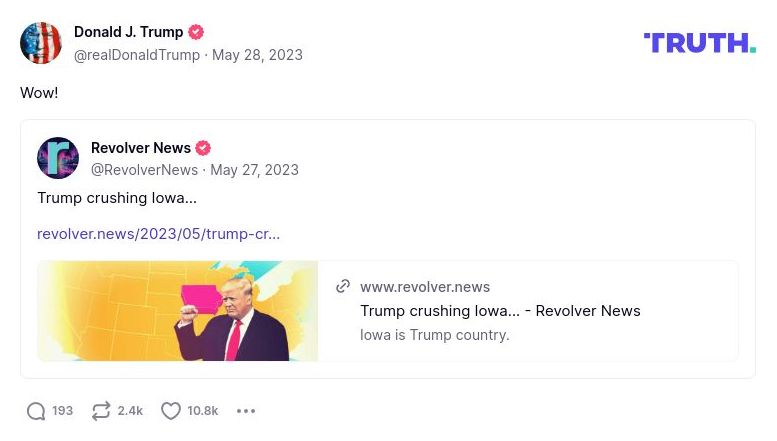 Post image from Donald Trump