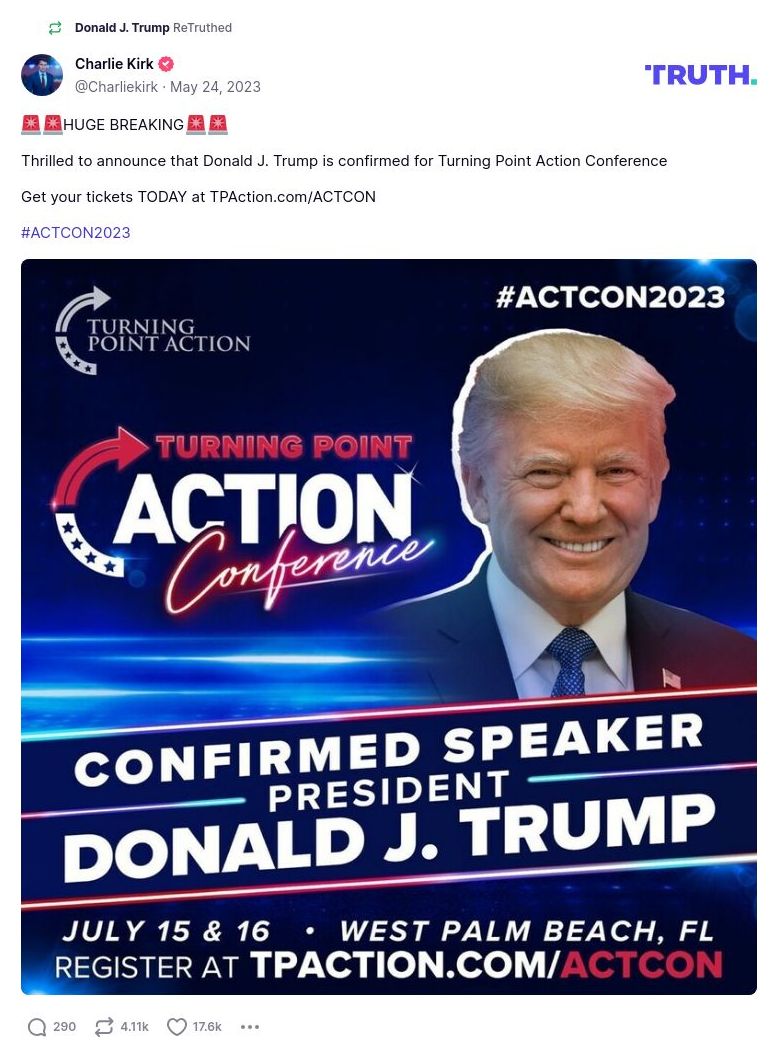 Post image from Donald Trump