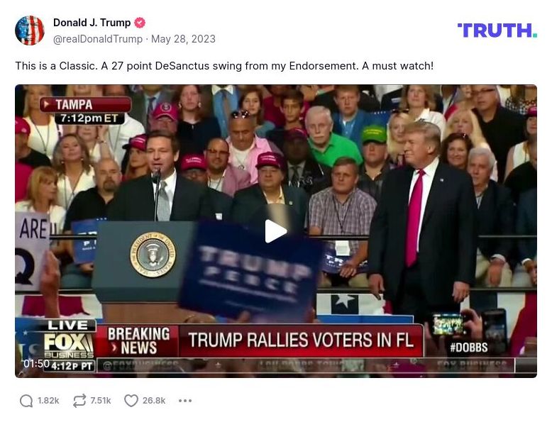 Post image from Donald Trump