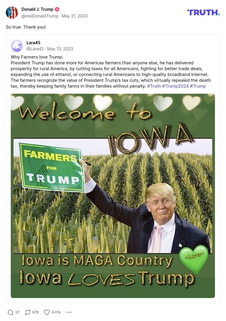 Post image from Donald Trump