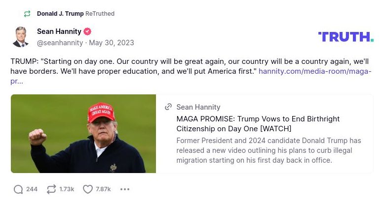 Post image from Donald Trump