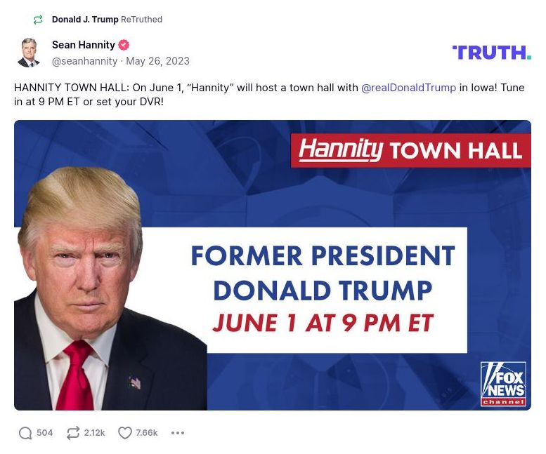 Post image from Donald Trump