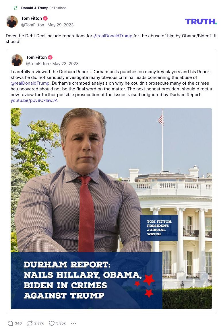 Post image from Donald Trump