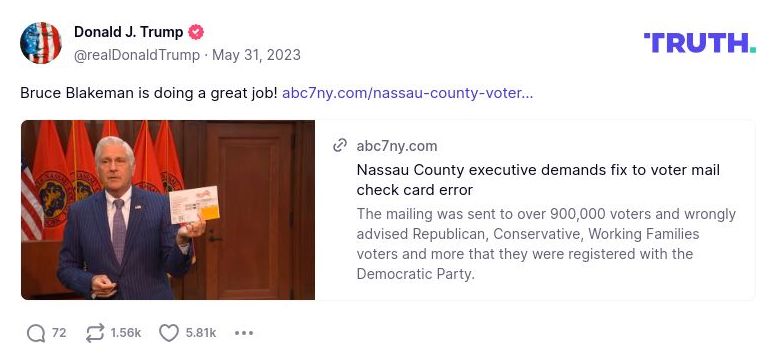 Post image from Donald Trump