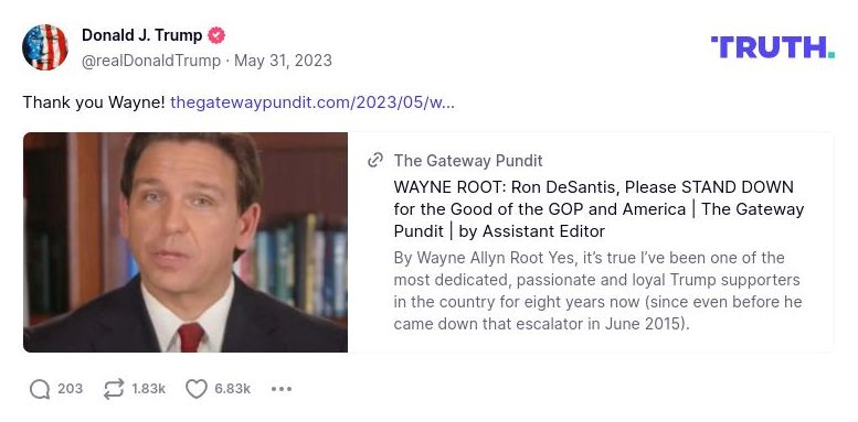 Post image from Donald Trump