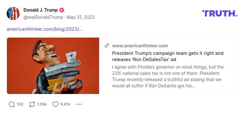 Post image from Donald Trump