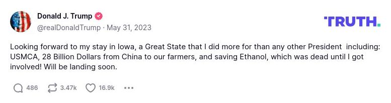 Post preview from Donald Trump