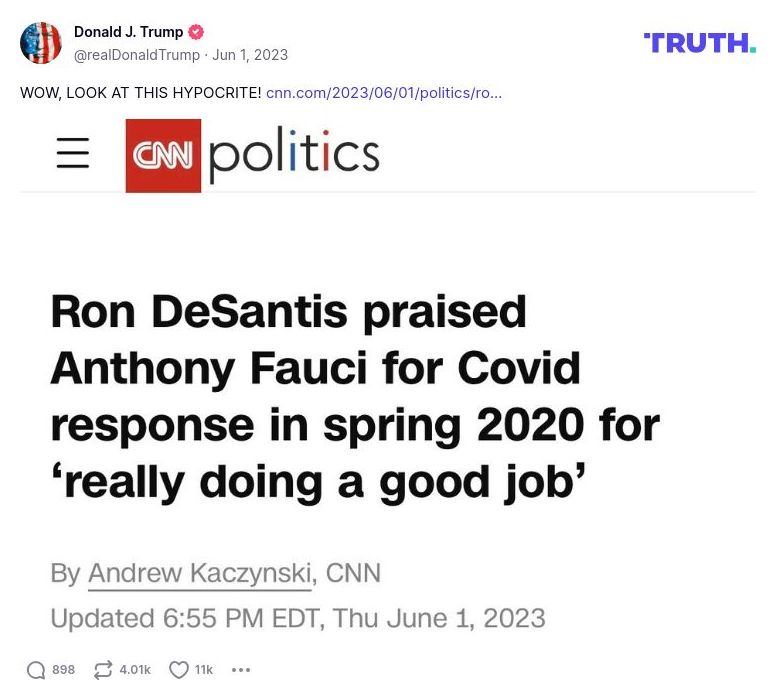 Post preview from Donald Trump