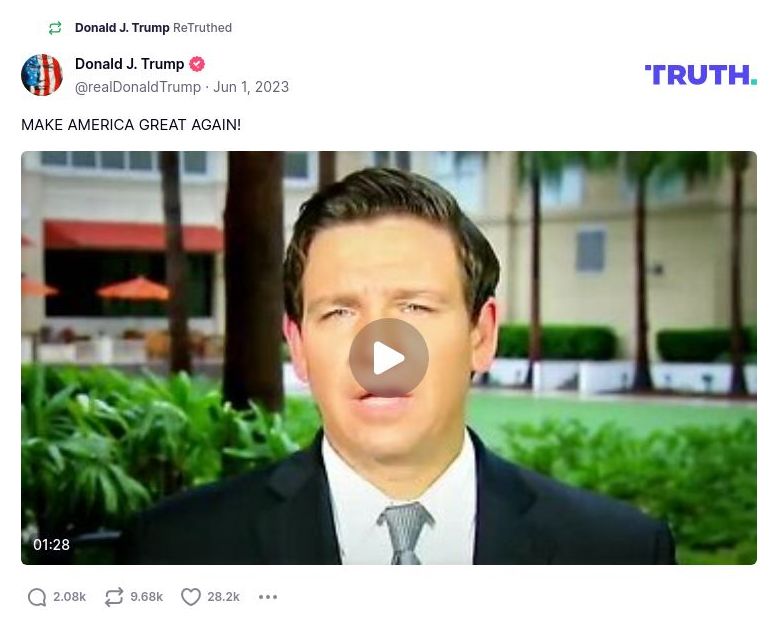 Post image from Donald Trump