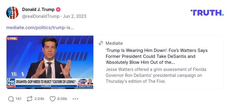 Post image from Donald Trump