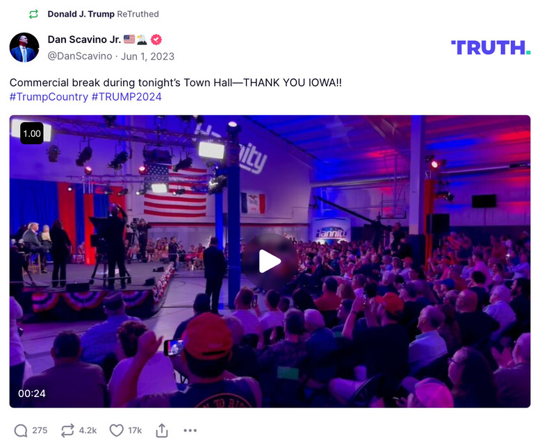 Post image from Donald Trump