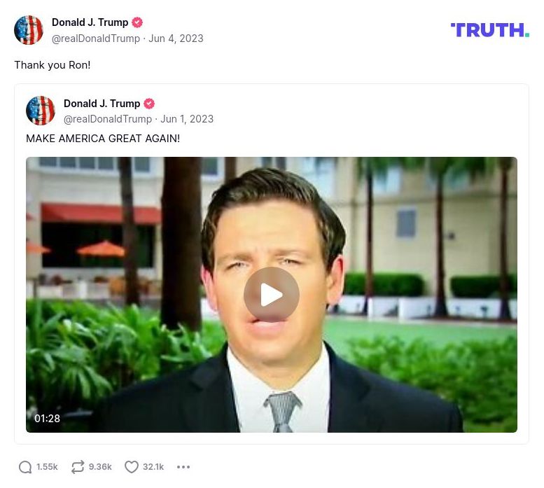 Post image from Donald Trump