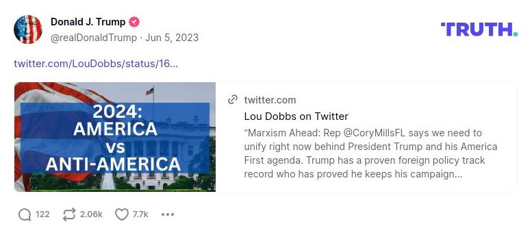 Post image from Donald Trump