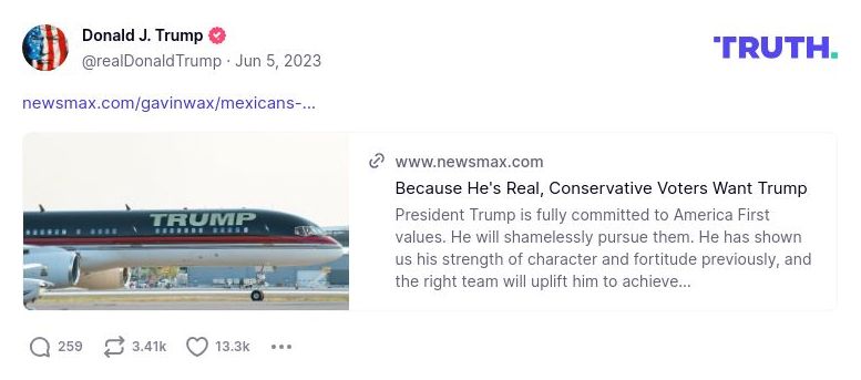 Post image from Donald Trump