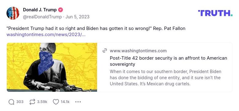 Post image from Donald Trump