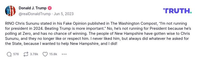 Post image from Donald Trump