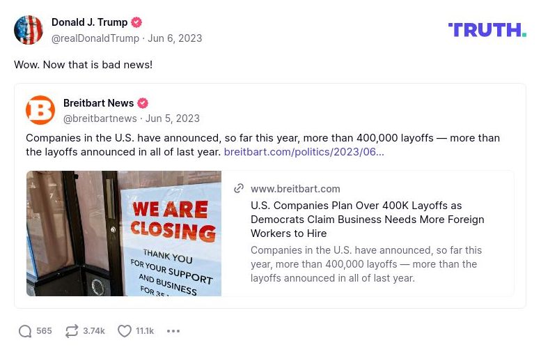 Post image from Donald Trump