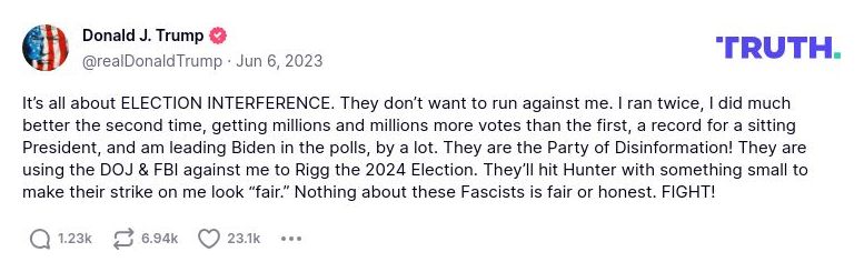 Post image from Donald Trump