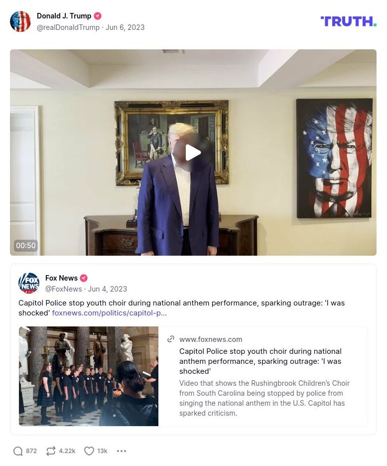 Post image from Donald Trump