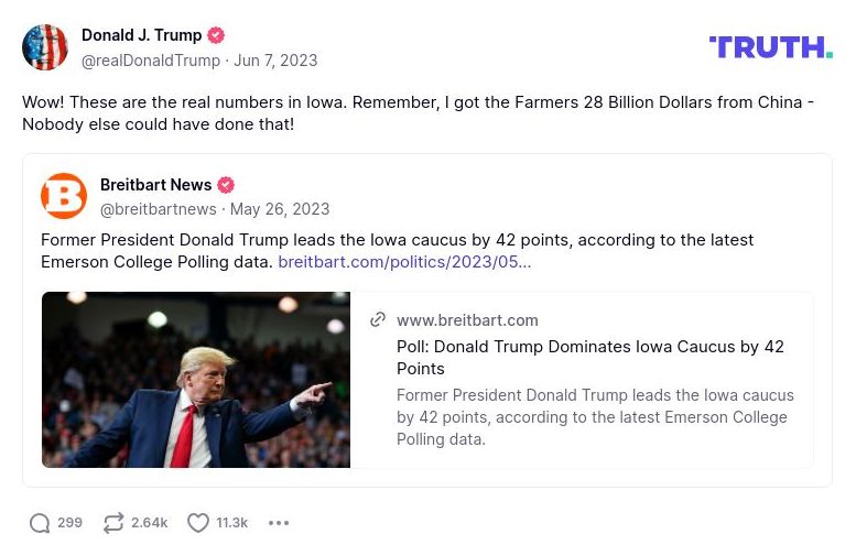 Post preview from Donald Trump