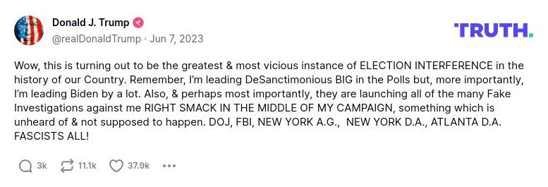 Post image from Donald Trump