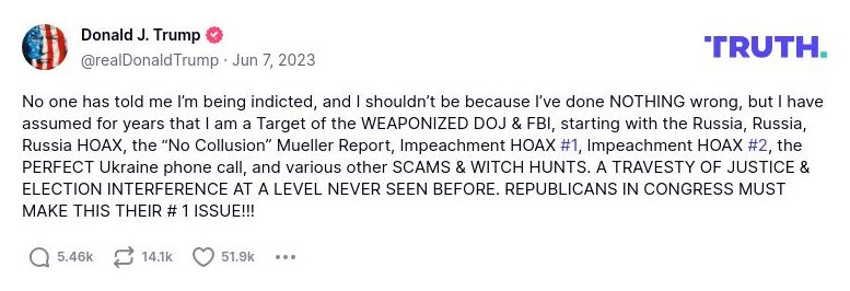 Post preview from Donald Trump