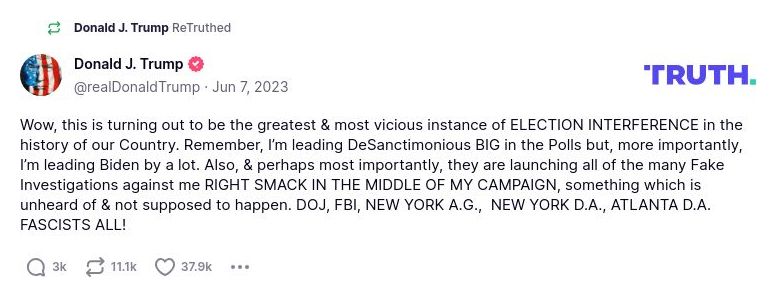 Post image from Donald Trump