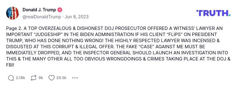 Post image from Donald Trump